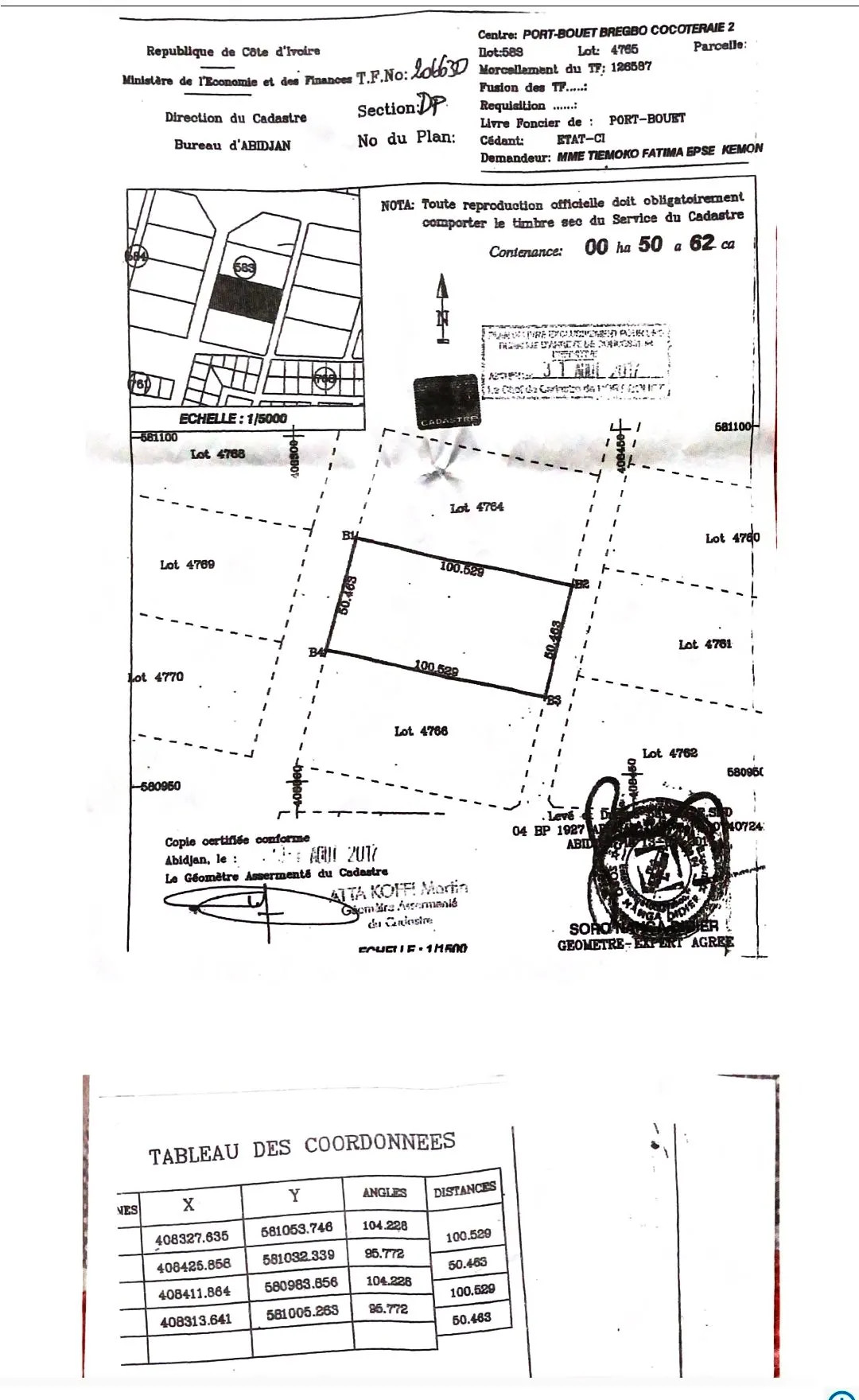 AUTOROUTE BASSAM-ABIDJAN : 5062 m2 AVEC ACD