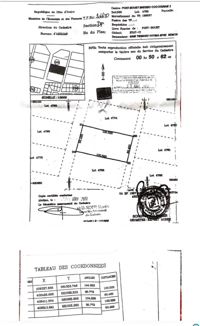 AUTOROUTE BASSAM-ABIDJAN : 5062 m2 AVEC ACD